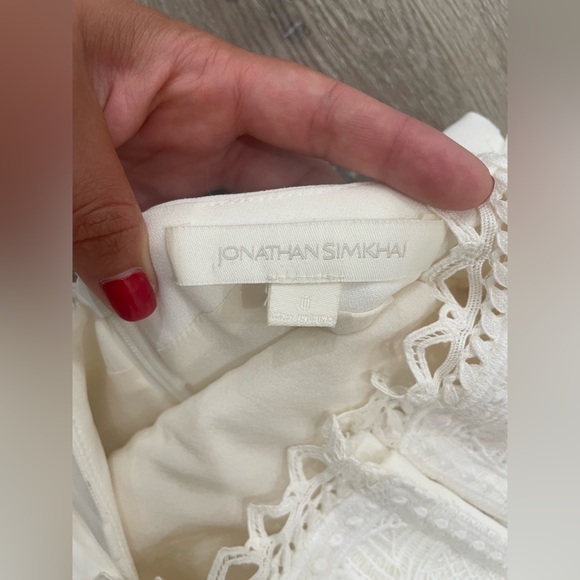 Jonathan Simkhai White Window Pane Lace Bandeau Midi Dress Bridal Wedding - Picture 12 of 16